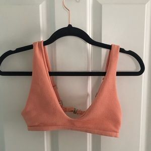 peach ribbed swim top